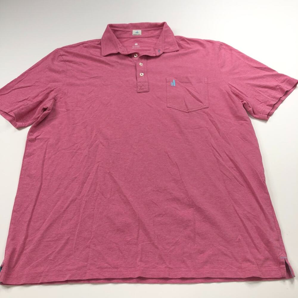 Johnnie-O Hangin' Out XL Mens Golf SS Stretch Button Polo Solid Shirt Red